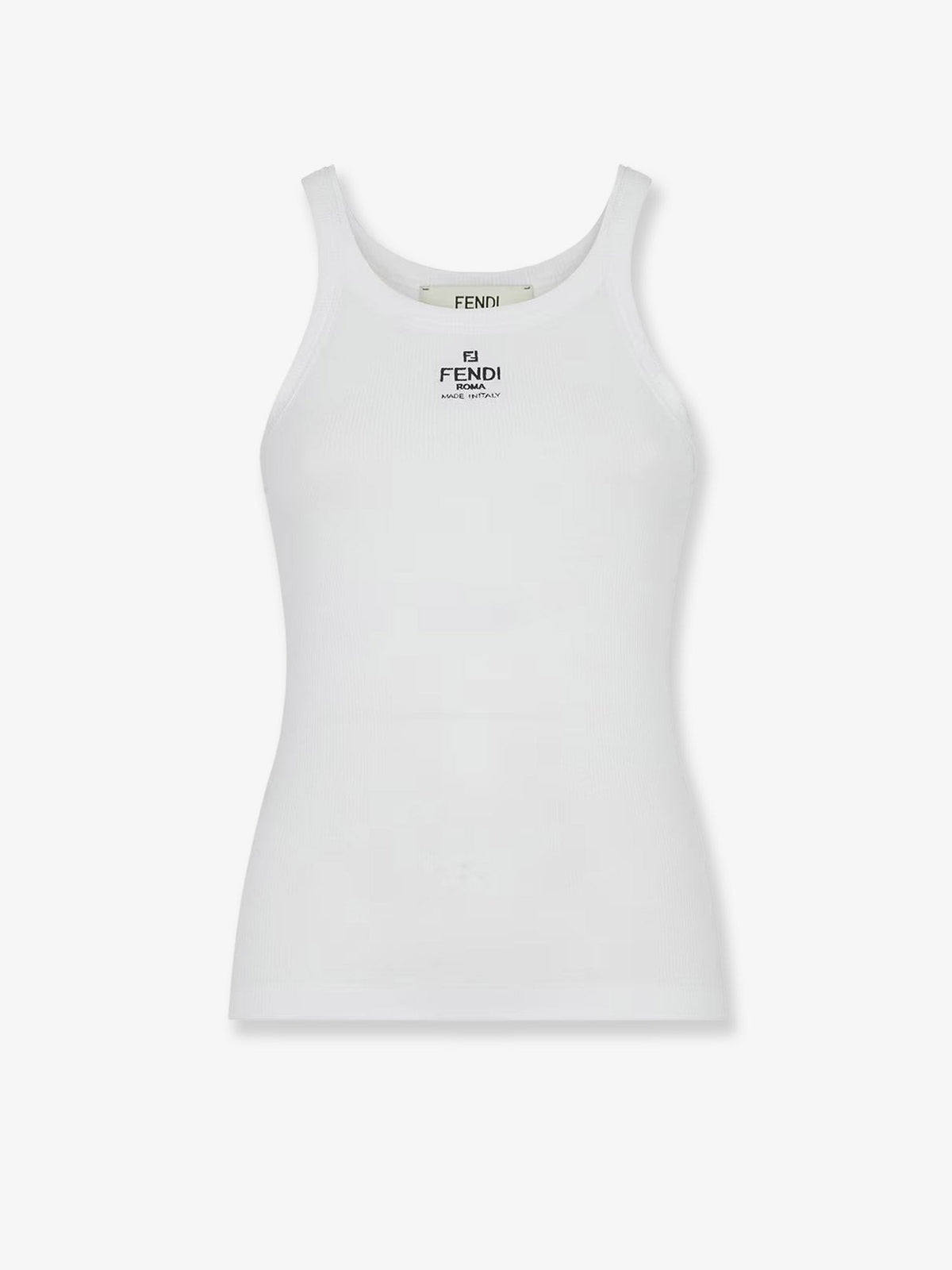 Fendi Women's Ribbed Cotton Tank Top White