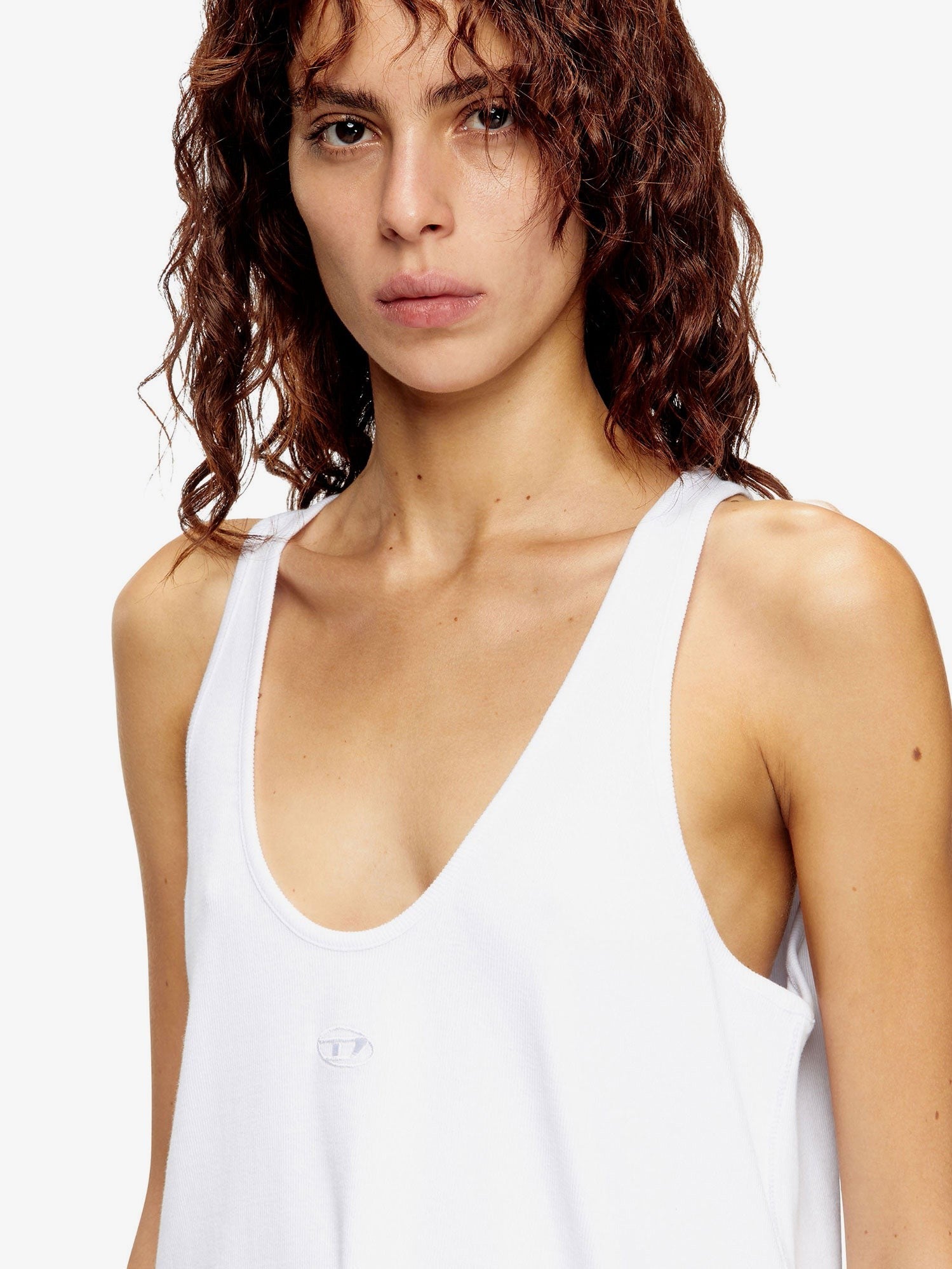 Diesel Women's Ribbed Cotton Tank Top White
