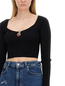 Moschino Jeans Women's Ribbed Crop Top Black