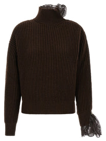 Giuseppe Di Morabito Ribbed Lace Sweater Brown