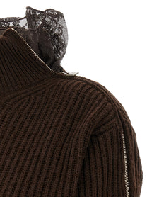 Giuseppe Di Morabito Ribbed Lace Sweater Brown