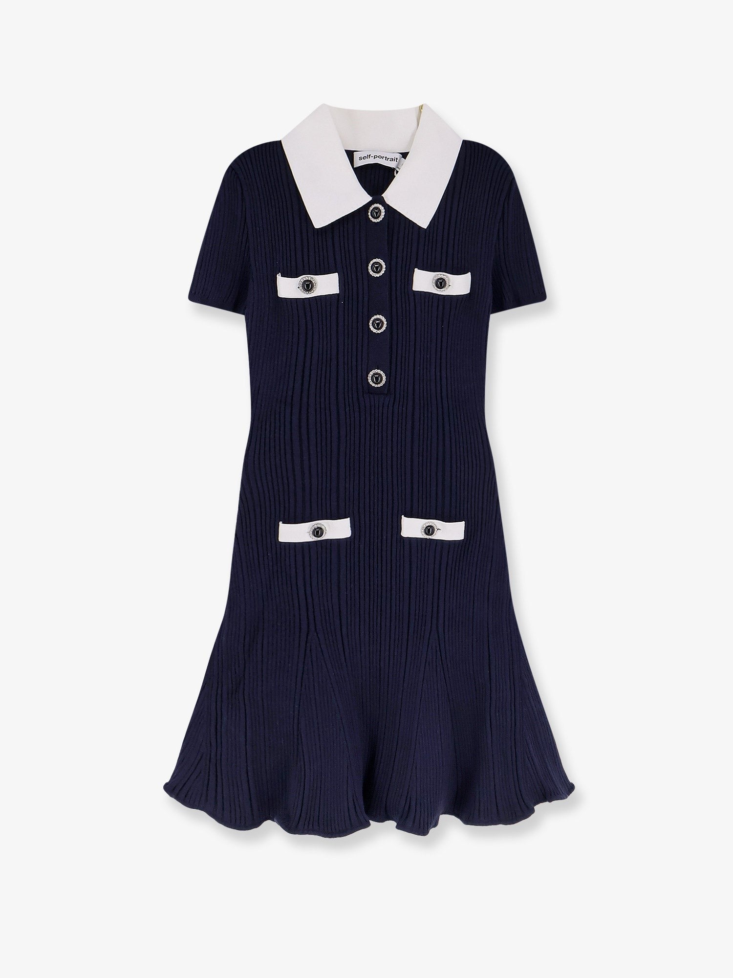 self-portrait Women's Ribbed Mini Dress Blue