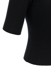 AURALEE Ribbed Polo Shirt Black