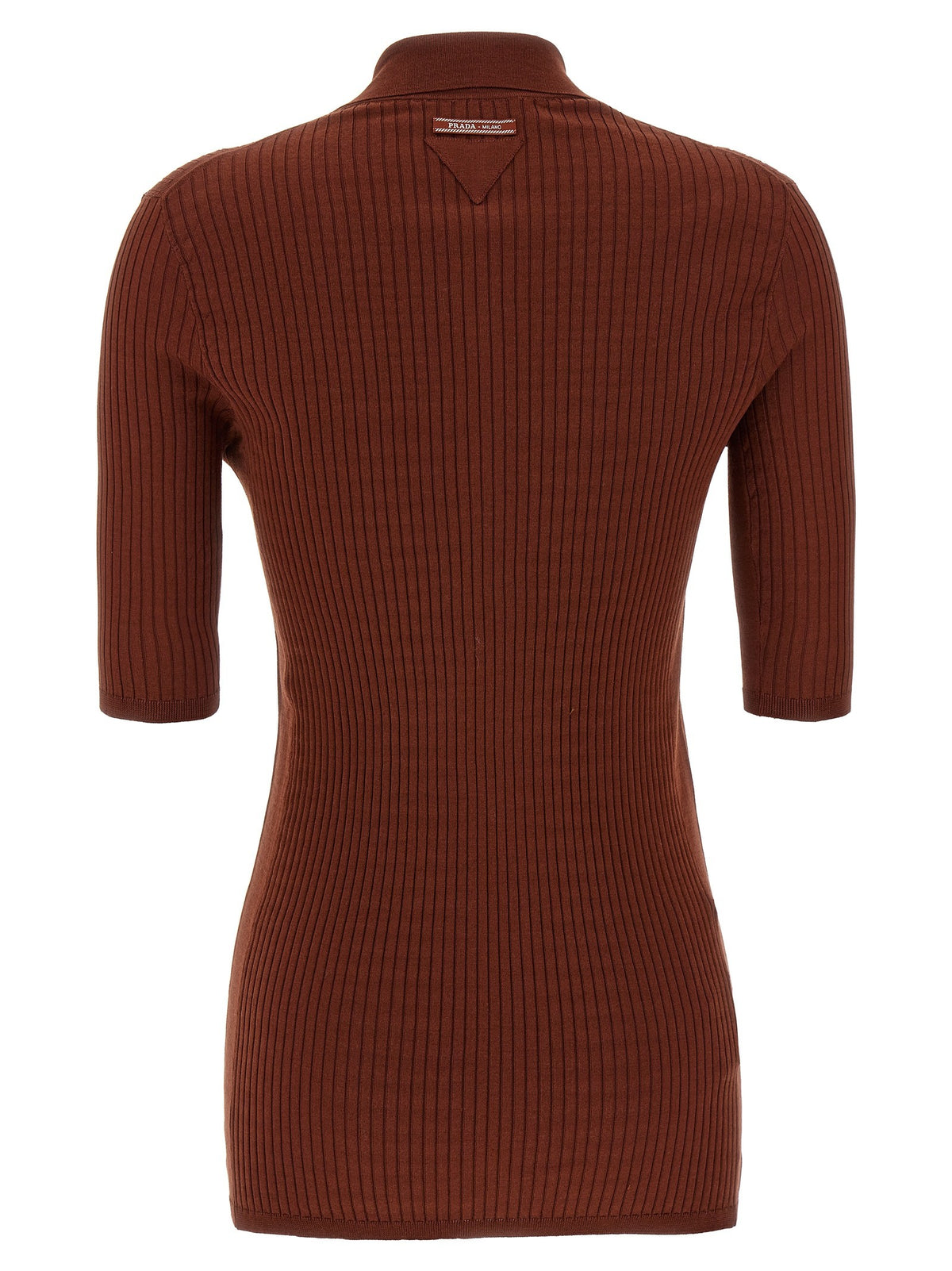 PRADA Ribbed Polo Shirt Brown