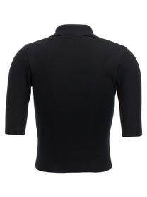 AURALEE Ribbed Polo Shirt Black