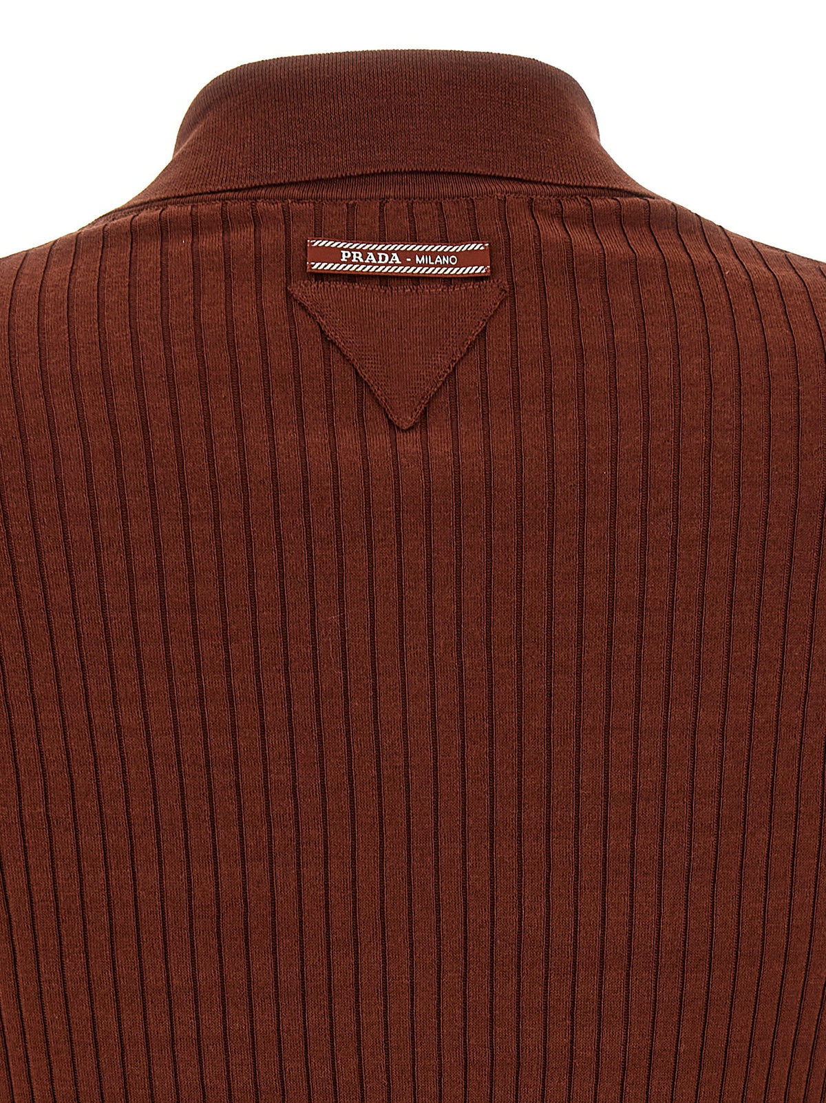 PRADA Ribbed Polo Shirt Brown