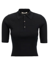 AURALEE Ribbed Polo Shirt Black