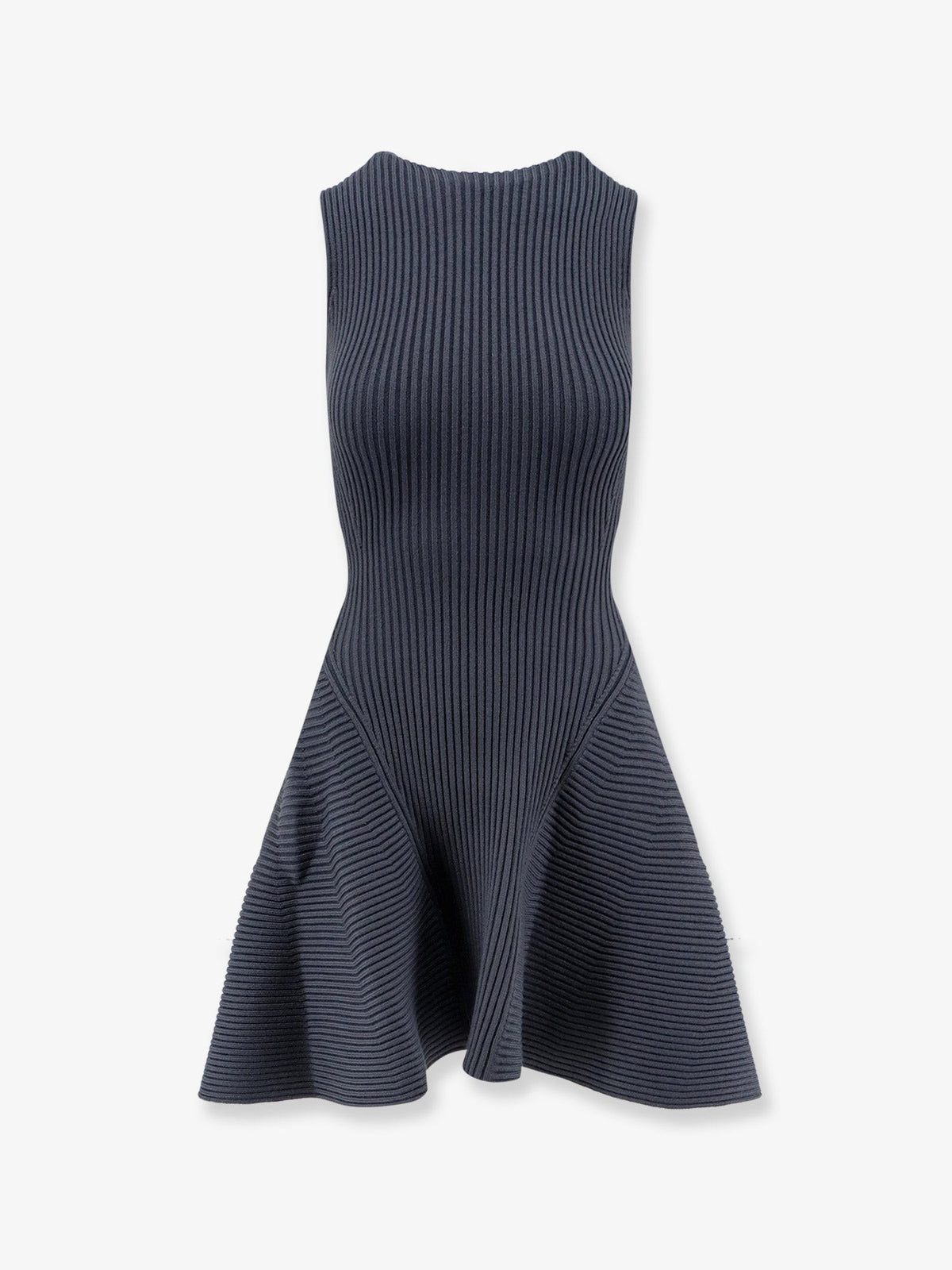 ALAÏA Women's Ribbed Skater Dress Grey