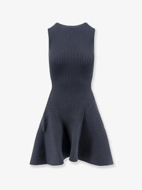 ALAÏA Women's Ribbed Skater Dress Grey