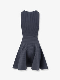 ALAÏA Women's Ribbed Skater Dress Grey