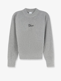 Dior Women's Ribbed Wool and Cashmere Blend Sweater Grey