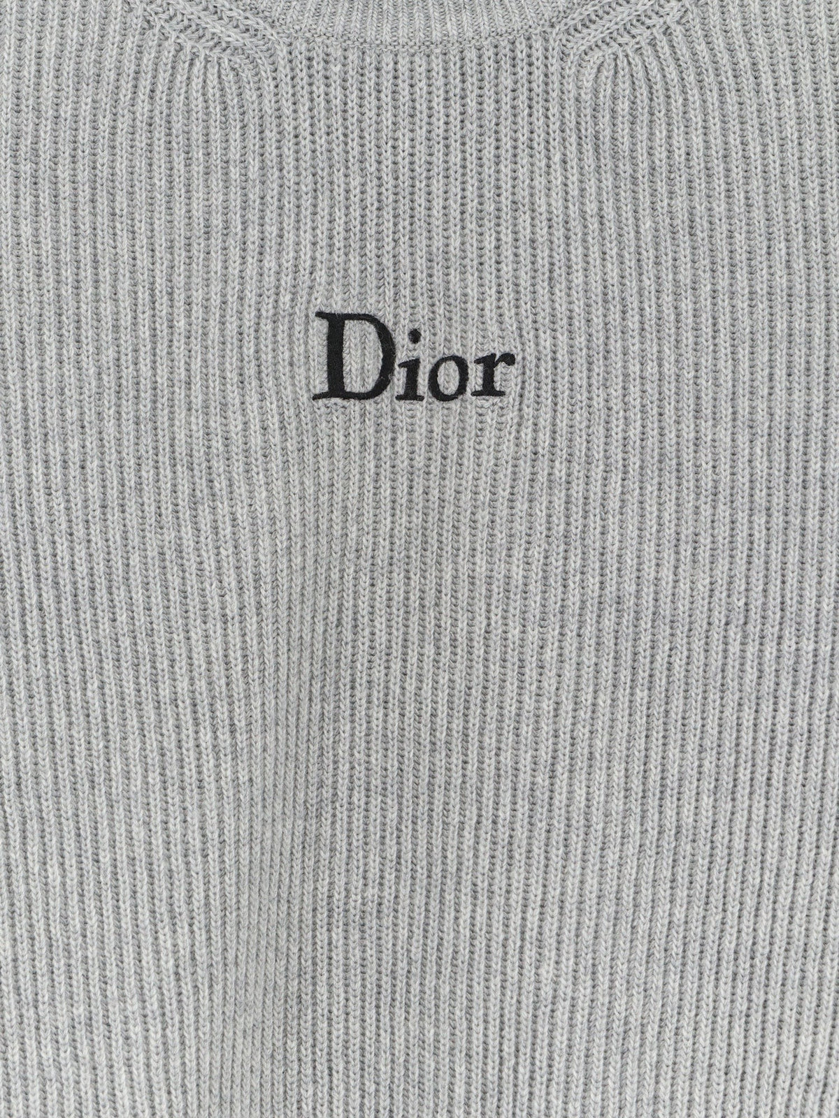 Dior Women's Ribbed Wool and Cashmere Blend Sweater Grey