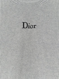 Dior Women's Ribbed Wool and Cashmere Blend Sweater Grey