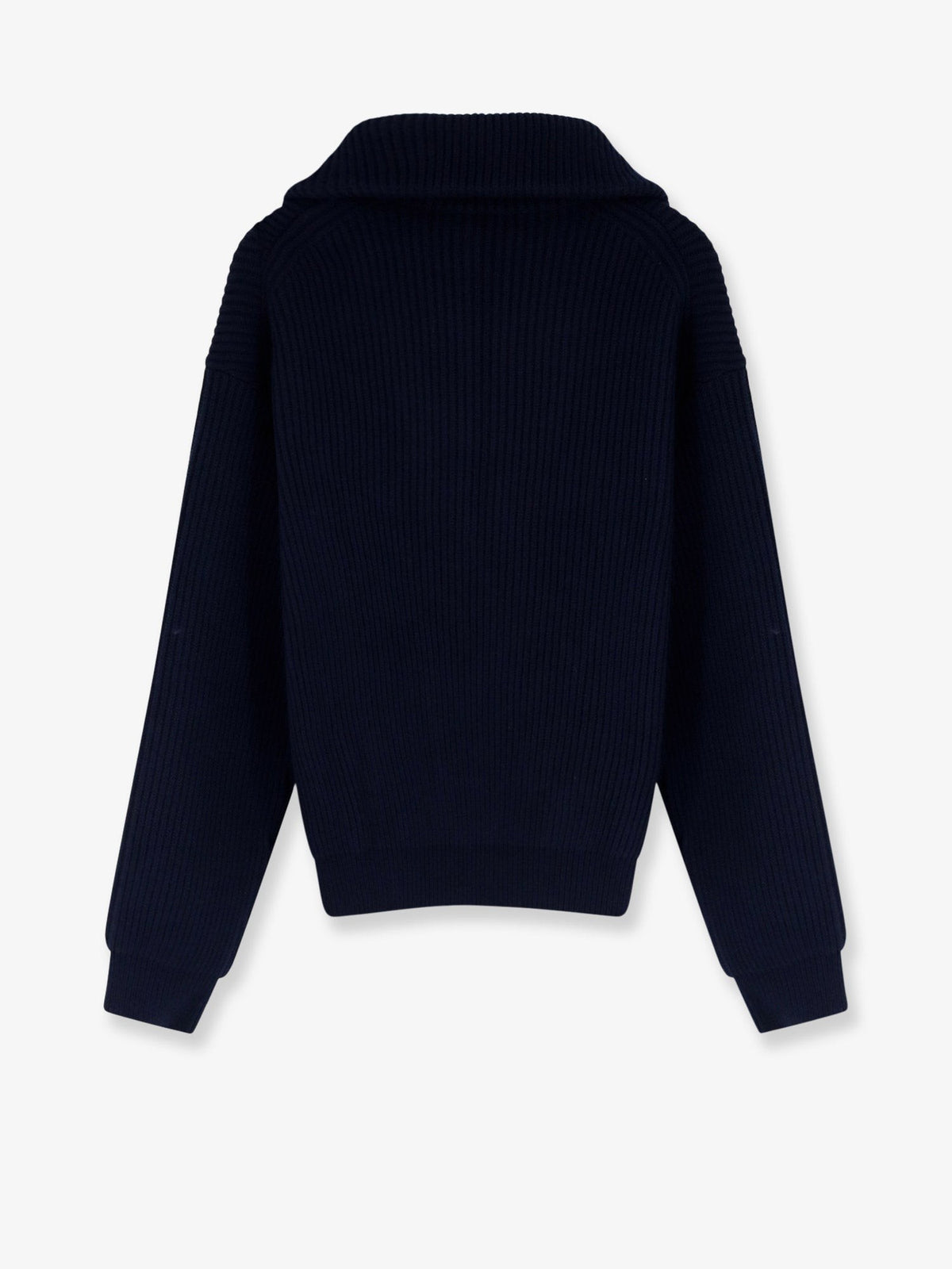 Celine Men's Ribbed Wool and Cashmere Sweater Blue