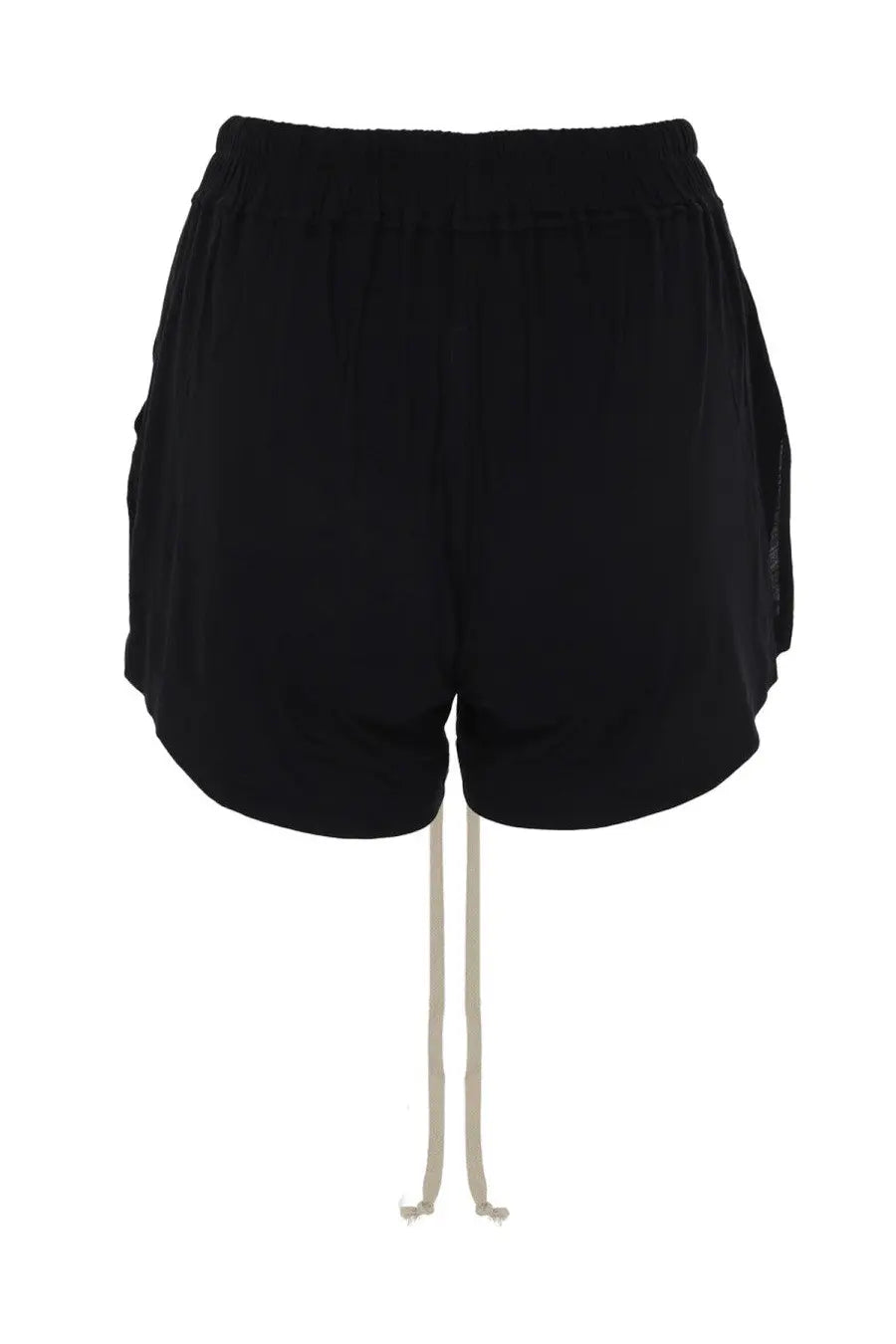 Rick Owens Lilies women’s boxers shorts in black with elastic waistband and matching drawstrings made from soft fabric
