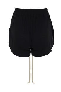 Rick Owens Lilies women’s boxers shorts in black with elastic waistband and matching drawstrings made from soft fabric