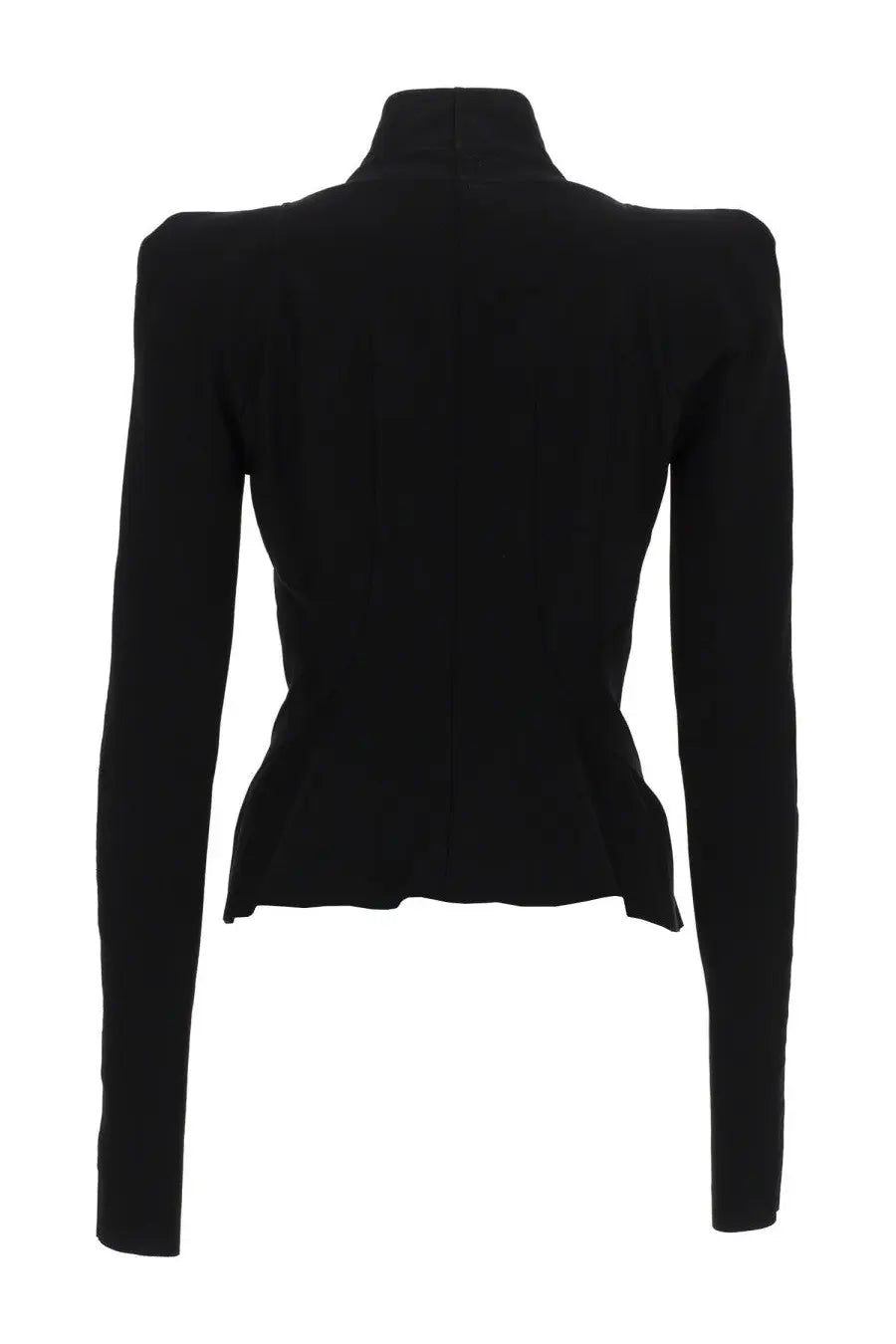 Rick Owens Lilies women’s giacca princess black long-sleeved top with high collar and structured puffed shoulders