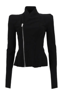 Rick Owens Lilies women’s giacca princess black structured jacket with high collar long sleeves and silver front zipper
