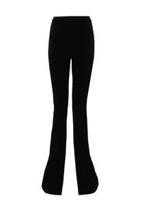 Rick Owens Lilies women’s leggings Carmen black high-waisted flared trousers with smooth sleek fabric finish