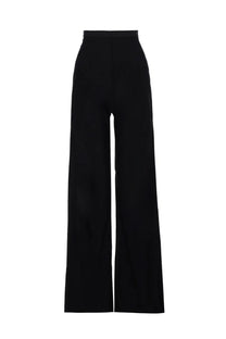 Rick Owens Lilies women’s black high-waisted wide-leg trousers with sleek minimalist design in bias fabric