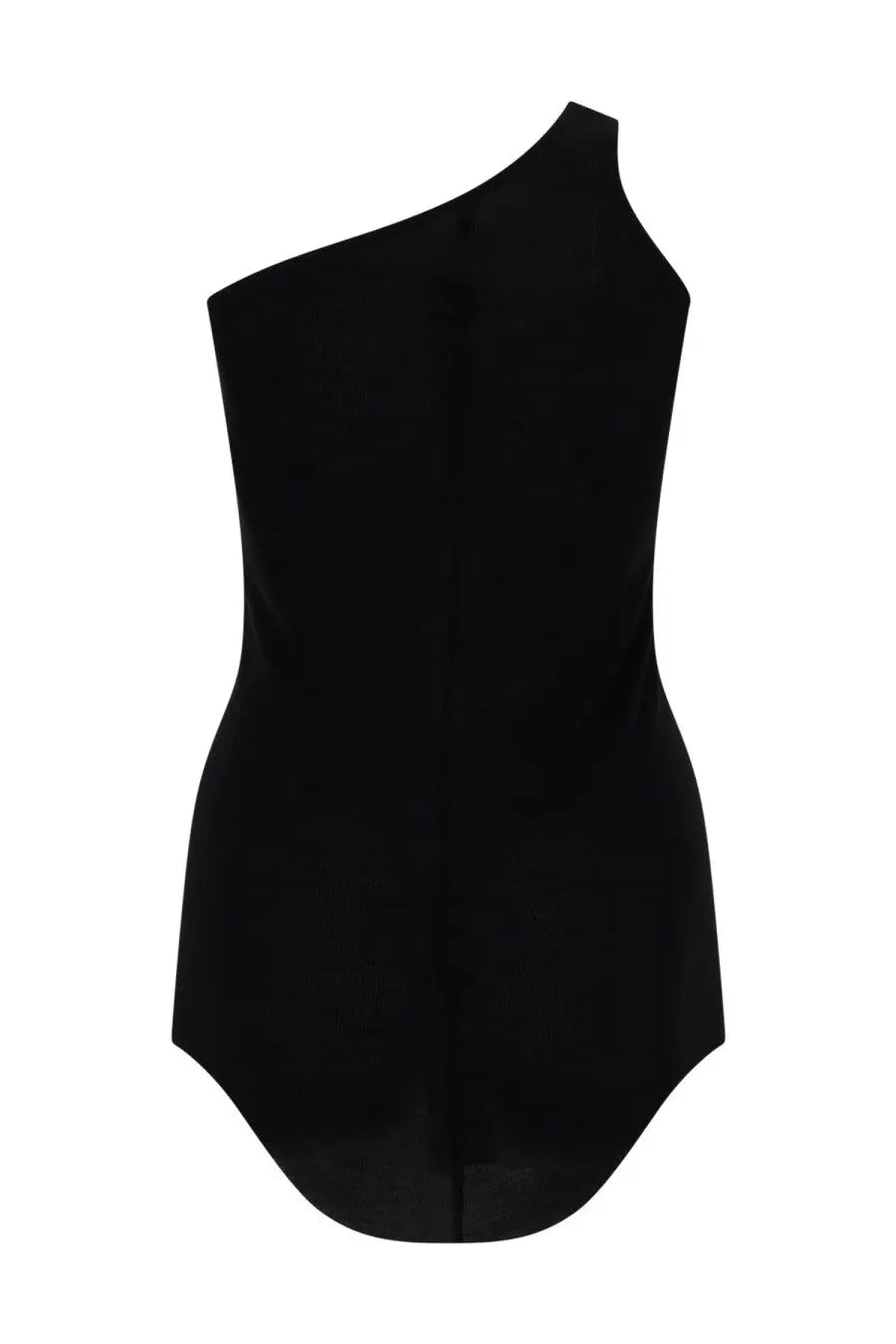 Rick Owens Lilies women’s black one-shoulder sleeveless dress with a sleek form-fitting silhouette in lightweight fabric