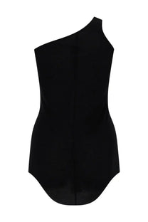 Rick Owens Lilies women’s black one-shoulder sleeveless dress with a sleek form-fitting silhouette in lightweight fabric