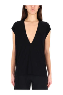 Rick owens lilies women’s black sleeveless shirt with deep v-neckline for stylish casual wear