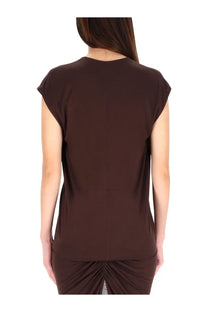 Rick Owens Lilies women’s shirt dylan brown sleeveless top with relaxed fit and subtle ruching at the back