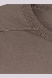 Rick Owens men’s cotton shirt grey in soft olive green with ribbed crew neck and neatly stitched seams