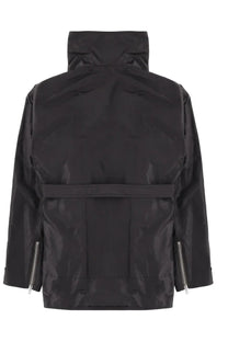 Rick Owens men’s Dracucaban jacket black nylon with matte finish high collar and silver sleeve zippers