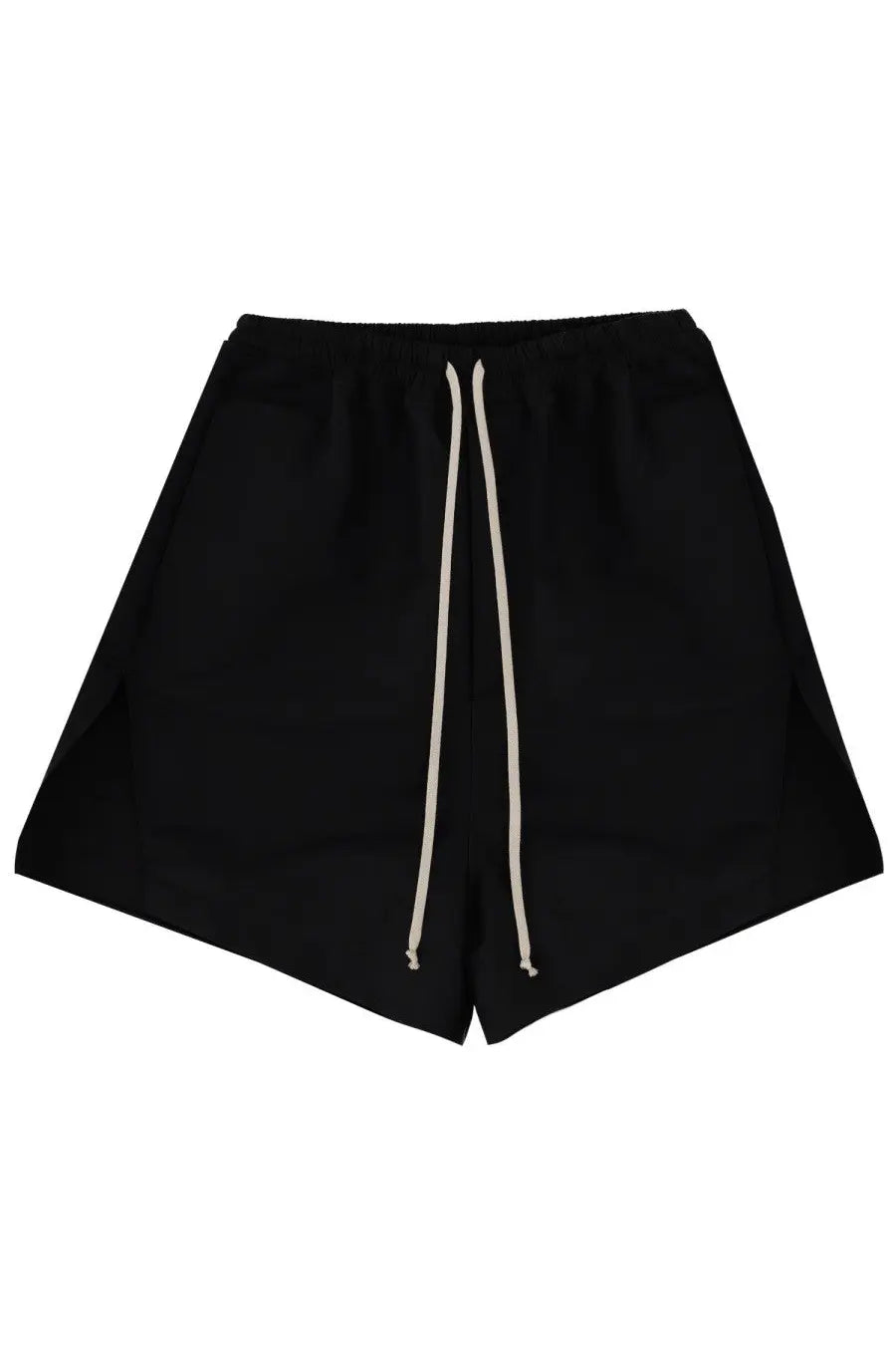 Rick Owens men’s faun boxers shorts black with elastic waistband and white drawstring for athletic wear