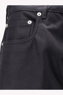 Rick Owens men’s Geth black cotton blend denim jeans with silver-toned button fastenings front view
