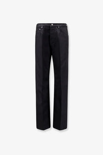 Rick Owens men’s Geth black straight-leg trousers with sleek modern cut and subtle stitching in cotton blend fabric
