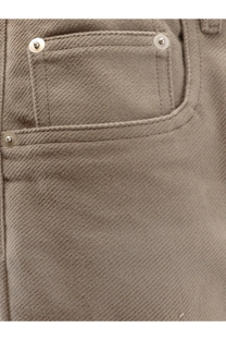 Beige denim jeans with silver-toned rivets on front pocket for Rick Owens men’s Geth certified cotton trousers grey