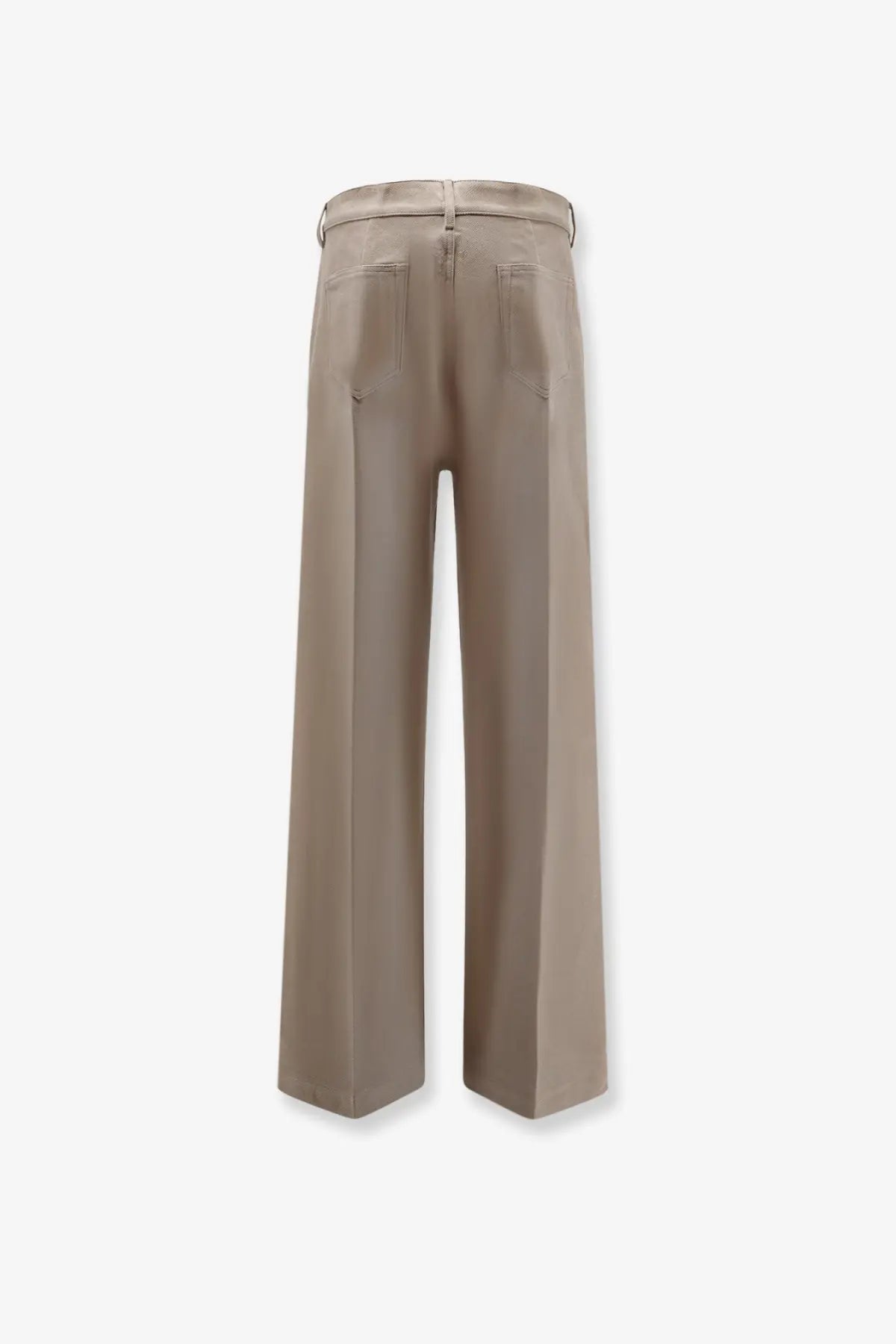 Beige wide-leg trousers with a sleek tailored fit and subtle front pockets from rick owens men’s geth certified cotton collection