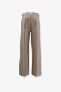 Beige wide-leg trousers with a sleek tailored fit and subtle front pockets from rick owens men’s geth certified cotton collection