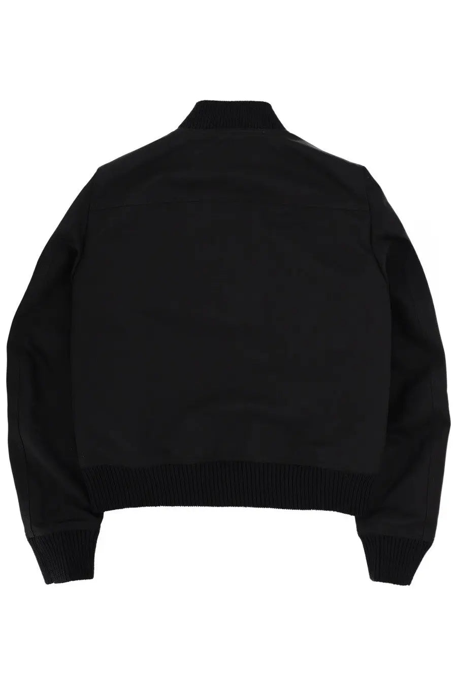 Rick Owens men’s Heizer flight jacket black with ribbed cuffs and hem in a sleek bomber style