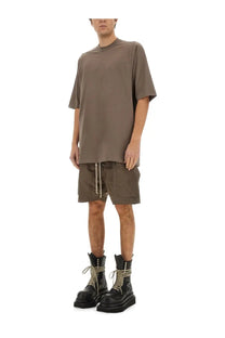 Rick Owens men’s jumbo shirt beige minimalist olive green oversized t-shirt with relaxed fit and subtle side seams