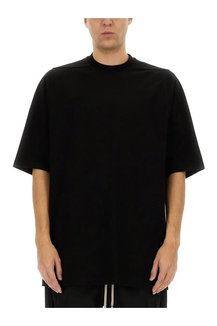 Rick owens men’s jumbo shirt black oversized short-sleeved t-shirt with relaxed fit and ribbed crew neckline