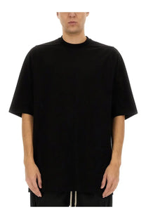 Rick owens men’s jumbo shirt black oversized short-sleeved t-shirt with relaxed fit and ribbed crew neckline
