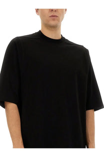 Rick Owens men’s jumbo shirt black oversized short-sleeved t-shirt with relaxed fit and ribbed crew neckline