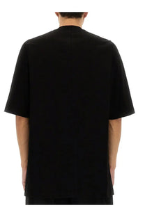 Rick Owens men’s jumbo shirt black short-sleeved relaxed fit t-shirt with subtle center seam detail