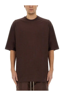 Rick Owens men’s jumbo shirt brown oversized minimalist t-shirt with relaxed fit and short sleeves