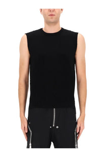 Rick owens men’s black ribbed knit sleeveless top made from high-quality knitted fabric