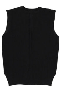 Rick Owens men’s black ribbed knit sleeveless vest made from soft knitted fabric for stylish layering