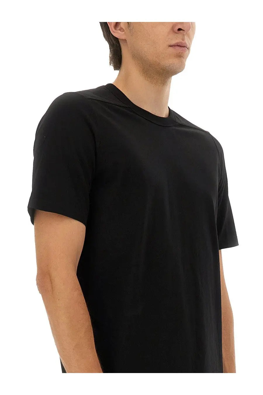 Rick Owens men’s level black short-sleeved crew neck t-shirt made from premium cotton for casual wear