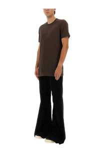 Rick owens men’s level shirt brown minimalist dark brown short-sleeved t-shirt with relaxed fit and ribbed neckline