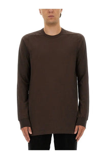 Rick owens men’s long sleeved shirt in dark brown with minimalist design and subtle seam detailing