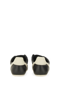 Rick Owens men’s minimal sneak sneaker black black and cream two-tone leather with sleek minimalist design