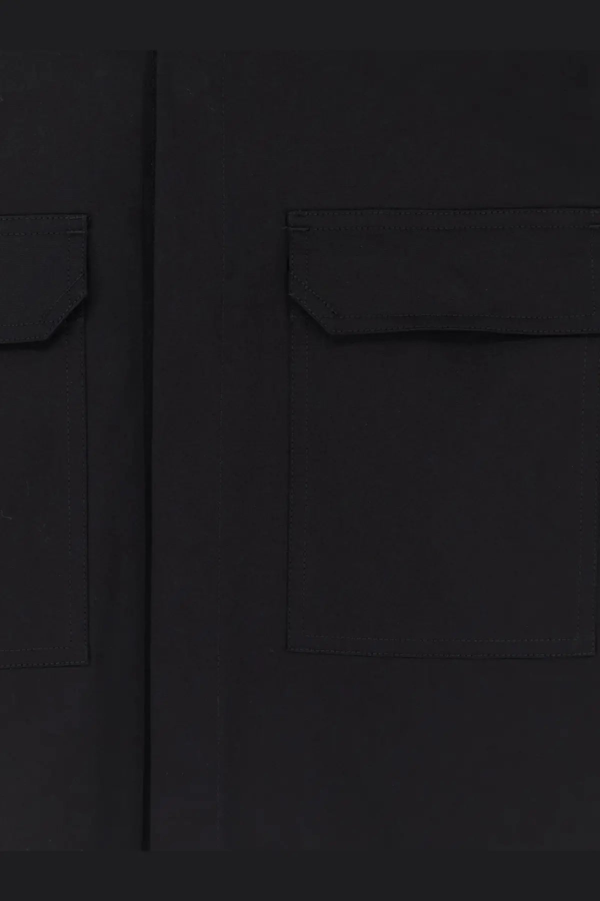 Black fabric pocket with stitched flap on rick owens men’s overshirt certified cotton shirt orange